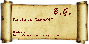 Bablena Gergő névjegykártya